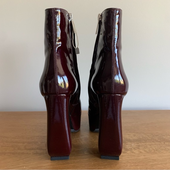 NWT!! Sergio Rossi Burgundy Platform Patent Leather Boots SZ 37 - Picture 5 of 8